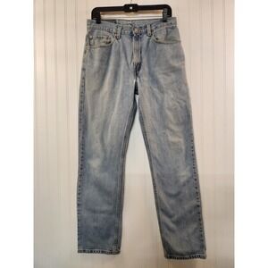 Levis 505 Reg Fit Straight Leg Jeans Mens 32x32 Light Wash Blue Denim Casual